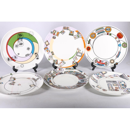 443 - Wedgwood The Kalkulium Suite of six fine bone china plates designed by Eduardo Paolozzi using three ... 