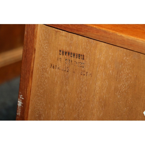 534 - Gunnar Nielsen Tibergaard for Tibergaard of Denmark, a teak bedside cabinet raised on tapering cylin... 