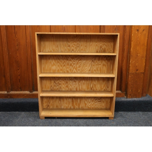 518 - Manner of Heals of London, a limed oak open bookcase, stamped to the reverse 'R Mawer', 91cm wide, 1... 