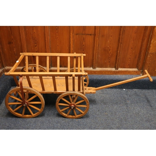 535 - Vintage wooden dog cart with pull handle, 80cm long.