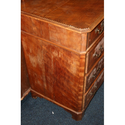 504 - Satinwood and chequered banded chest of drawers, the rectangular top with canted corners  and m... 