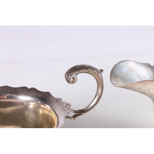 20R - Pair of silver sauce boats with acanthus leaf scroll handles by J B Chatterley & Sons Ltd, ... 