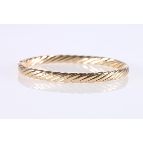 243 - 9ct gold rope twist bangle, maker A & Co, 12.9g.