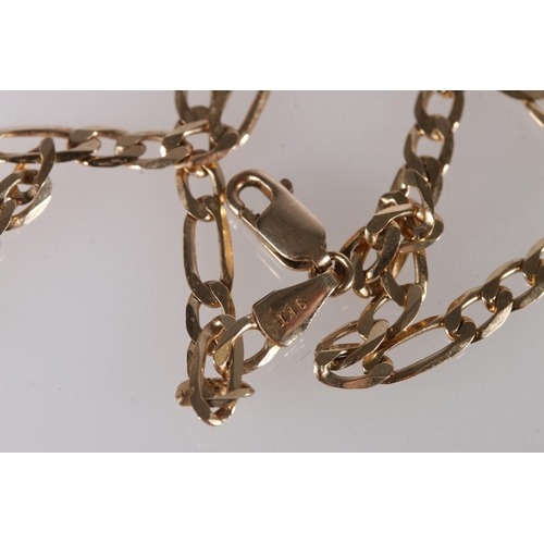 245 - Swarovski pendant on 9ct gold flattened curb link neck chain, the chain 8.5g. 