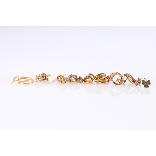 248 - Eight pairs of 9ct gold earrings, 10.7g gross.