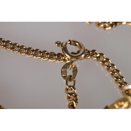 252 - 9ct gold curb link neck chain, 67cm long, 13.5g gross, and a 9ct gold mounted swivel fob pendant 11.... 