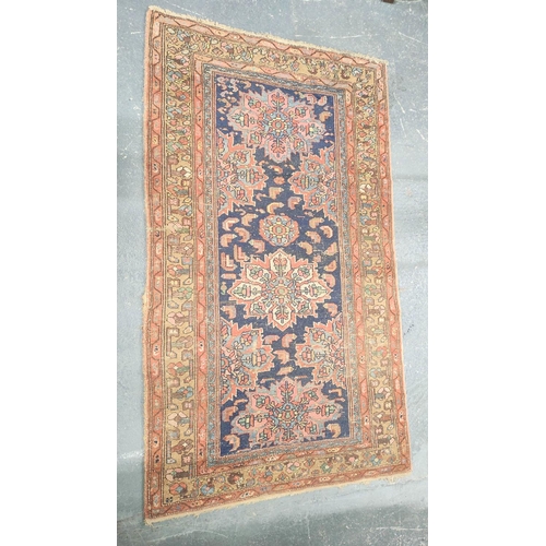 222 - Antique Kurdistan / Turkish hand knotted rug with geometric medallions to the centre with further mo... 