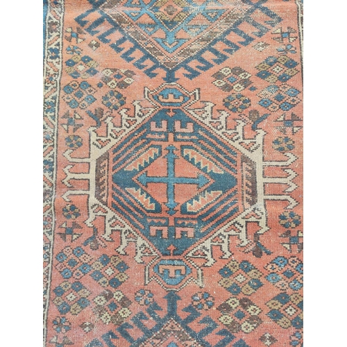 226 - Antique Kurdistan / Turkish hand knotted runner with assorted geometric medallions to the centre wit... 