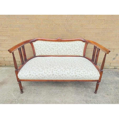 397 - Victorian style six piece inlaid mahogany parlour suite comprising of settee, pair of tub armchairs ... 