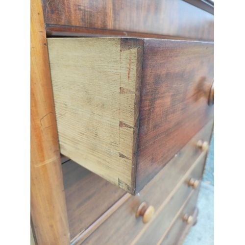 398 - Victorian mahogany chest of drawers with two small drawers above four long graduated drawers with tu... 