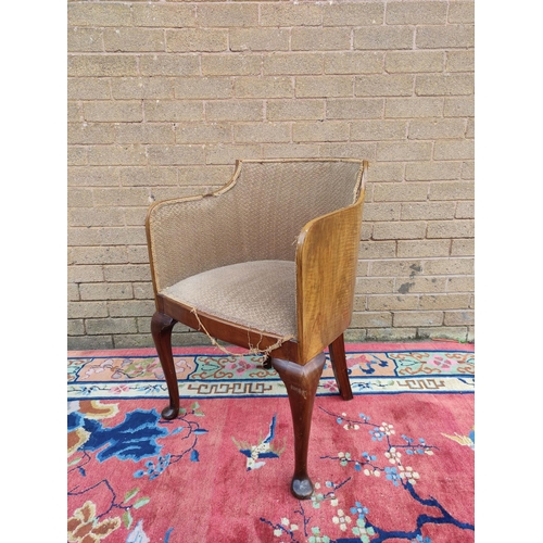 427 - Wyllie and Lochhead walnut upholstered tub chair on pad supports and a Thonet style bentwood child's... 