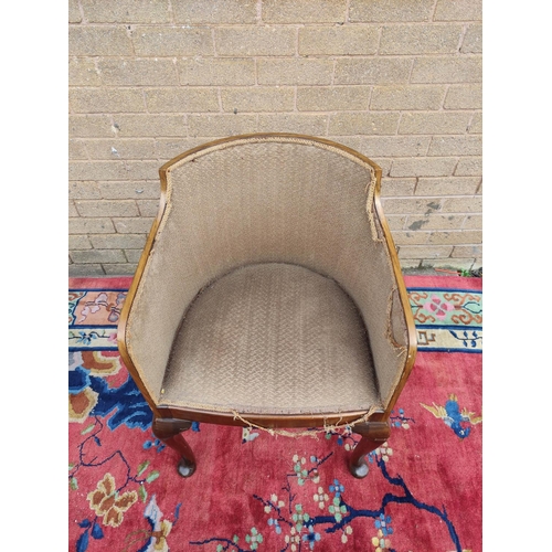 427 - Wyllie and Lochhead walnut upholstered tub chair on pad supports and a Thonet style bentwood child's... 