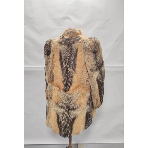 201 - Lady's vintage mottled dark brown, red and white fur coat, possibly coyote or marbled fox, no labels... 