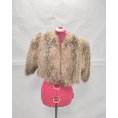 202 - Vintage lady's short fur cape jacket with satin lining, no labels.