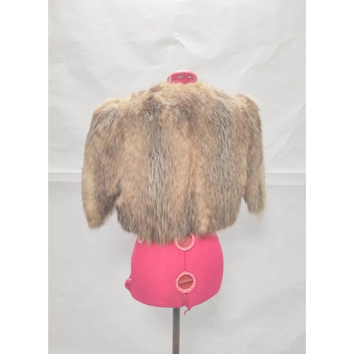 202 - Vintage lady's short fur cape jacket with satin lining, no labels.