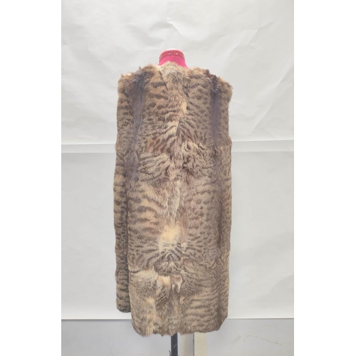 203 - Vintage long fur waistcoat, probably bobcat, with satin lining, no labels, approx. size 14.