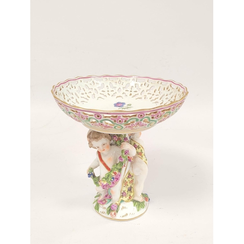 311 - Meissen style porcelain centrepiece circa late 19th / early 20th century, the stemmed dish raised on... 