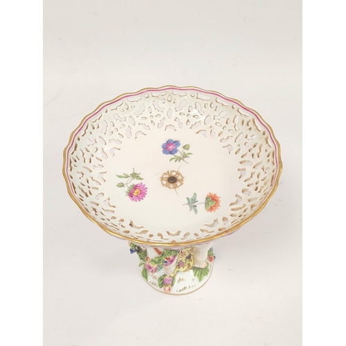 311 - Meissen style porcelain centrepiece circa late 19th / early 20th century, the stemmed dish raised on... 