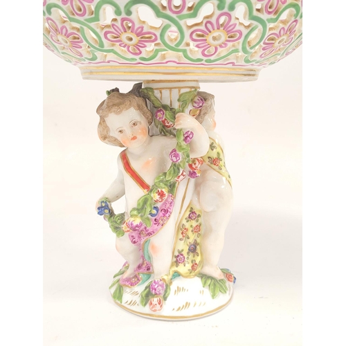 311 - Meissen style porcelain centrepiece circa late 19th / early 20th century, the stemmed dish raised on... 