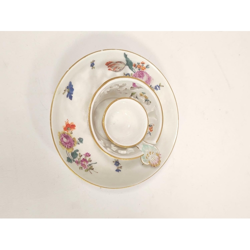 314 - Continental Meissen style tea bowl circa late 19th / early 20th century, affixed to saucer, decorate... 