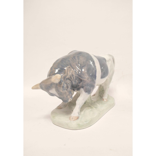 315 - Royal Copenhagen figure of a bull of large form, signed to green painted base, shape no 1195, 37cm w... 