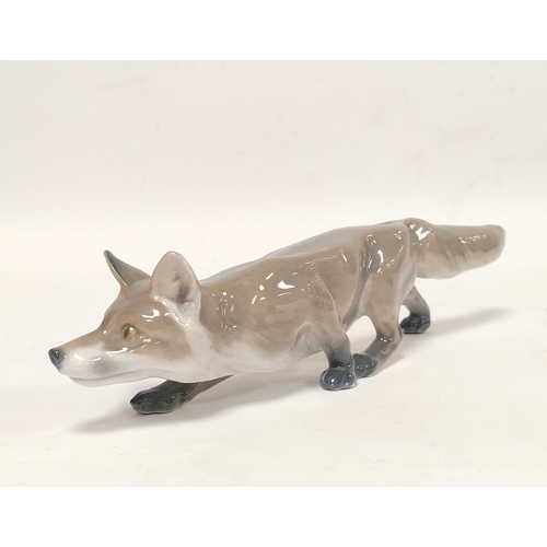 326 - Royal Copenhagen fox figure, modelled as an upright fox, shape and model numbers 946, 1475 with a Bi... 