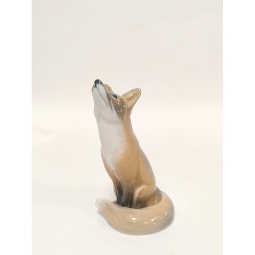 326 - Royal Copenhagen fox figure, modelled as an upright fox, shape and model numbers 946, 1475 with a Bi... 