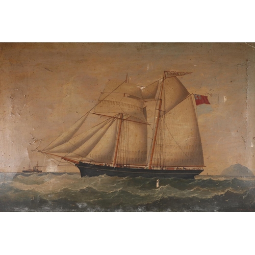 323 - JOSEPH SEMPILL (Irish 1830-1877) 'The Victoria' two masted sailing ship Oil painting on canvas, sign... 