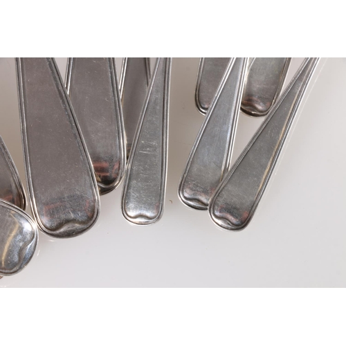 20V - Danish silver, a set of six table spoons and six matching teaspoons, makers mark 'H Nielsen' '13 1/4... 