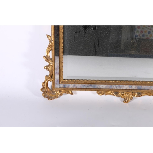 370 - Contemporary antique style wall mirror, the arch top with carved scroll surmount, bevelled glass, 10... 