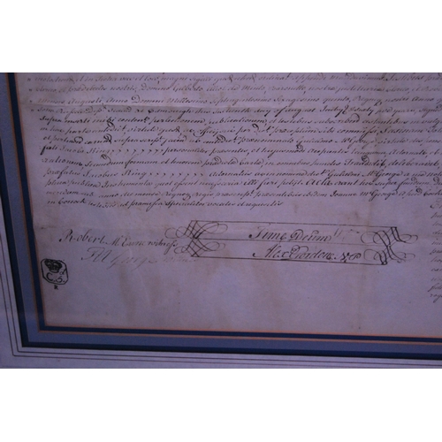 188 - Collection of George III style signed documents, one example dated 1786, some with a brocade tassel ... 