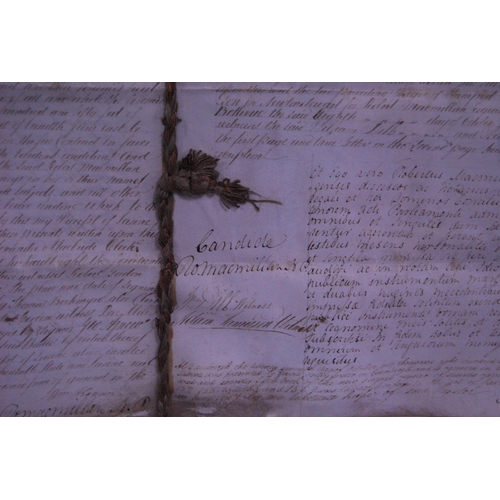 188 - Collection of George III style signed documents, one example dated 1786, some with a brocade tassel ... 