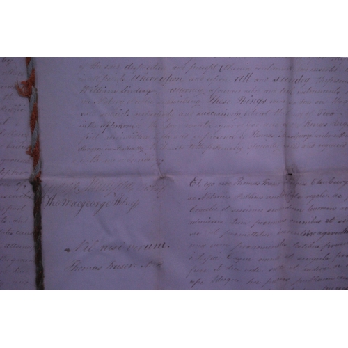 188 - Collection of George III style signed documents, one example dated 1786, some with a brocade tassel ... 