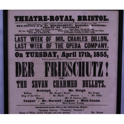 189 - Collection of 19th century framed British theatre posters to include 'Sonnambula' at the Adelphi The... 