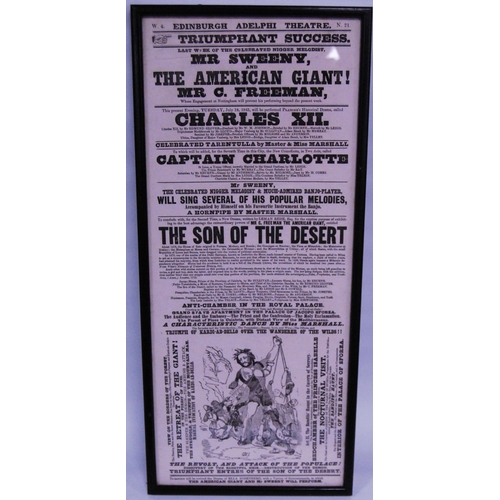 189 - Collection of 19th century framed British theatre posters to include 'Sonnambula' at the Adelphi The... 