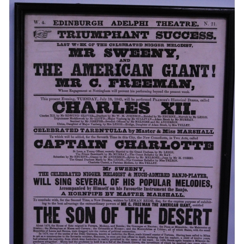 189 - Collection of 19th century framed British theatre posters to include 'Sonnambula' at the Adelphi The... 