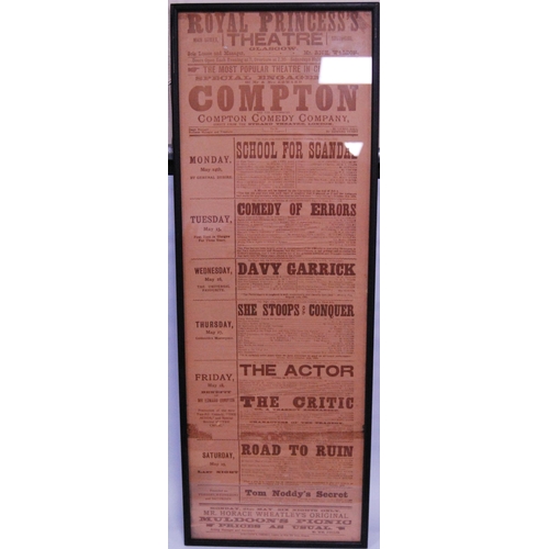 189 - Collection of 19th century framed British theatre posters to include 'Sonnambula' at the Adelphi The... 