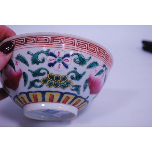 234 - Qianlong Revival antique Chinese famille rose octagonal dish decorated with iron red scrolls to the ... 