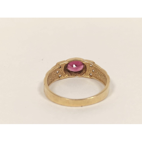 68 - Pink and white sapphire ring and another, cameo, both 9ct gold. Sizes 'O' and 'T'  6.3g (2)