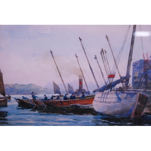 299 - Peter Macgregor Wilson  RSW (Scottish, 1856 - 1928)Fishing Boats at TarbertSigned and titled, waterc... 