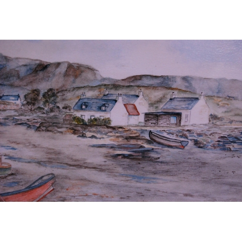 302 - William Grant (Scottish)Fishing boats on the beach with houses to the backgroundSigned and dated '88... 