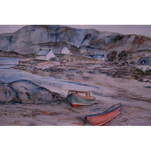 302 - William Grant (Scottish)Fishing boats on the beach with houses to the backgroundSigned and dated '88... 