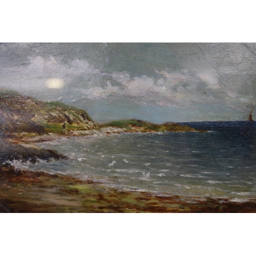 330 - IVY STEWART? Coastal scene Oil painting, signed lower right, 17cm x 24cm, frame 37cm x 47cm.... 