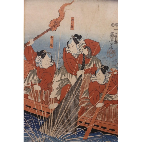 491 - After UTAGAWA KUNISADA (Japanese 1786-1865) Kabuki actors Matsumota Kinsho IV as Hamanari, Nakamura ... 