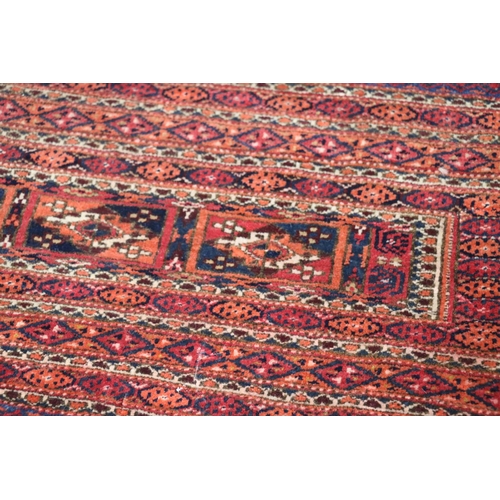 548 - Turkestan tekke torba or Kapanuk wall hanging with fringed decoration, 133cm x 80cm.