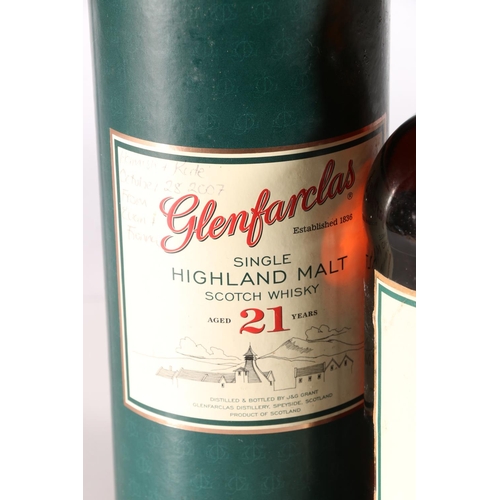 294 - GLENFARCLAS 21-year-old Highland single malt Scotch whisky, 43% abv. 70cl, with tube.