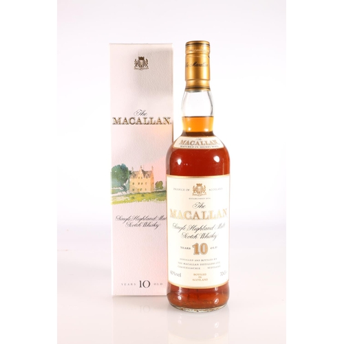 296 - MACALLAN 10-year-old single malt Scotch whisky, old style cream and gilt label, 40% abv., 70cl, boxe... 