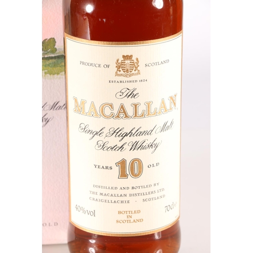 296 - MACALLAN 10-year-old single malt Scotch whisky, old style cream and gilt label, 40% abv., 70cl, boxe... 