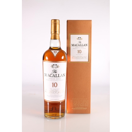 321 - THE MACALLAN 10-year-old Highland single malt Scotch whisky, old style label, 40% abv. 70cl boxed.