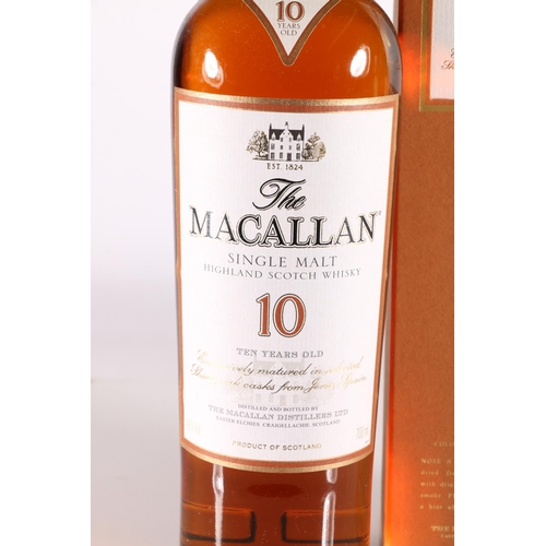 321 - THE MACALLAN 10-year-old Highland single malt Scotch whisky, old style label, 40% abv. 70cl boxed.